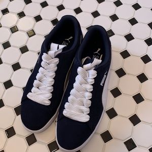 Puma, navy blue suede sneakers.  Size 12.  Very good condition.